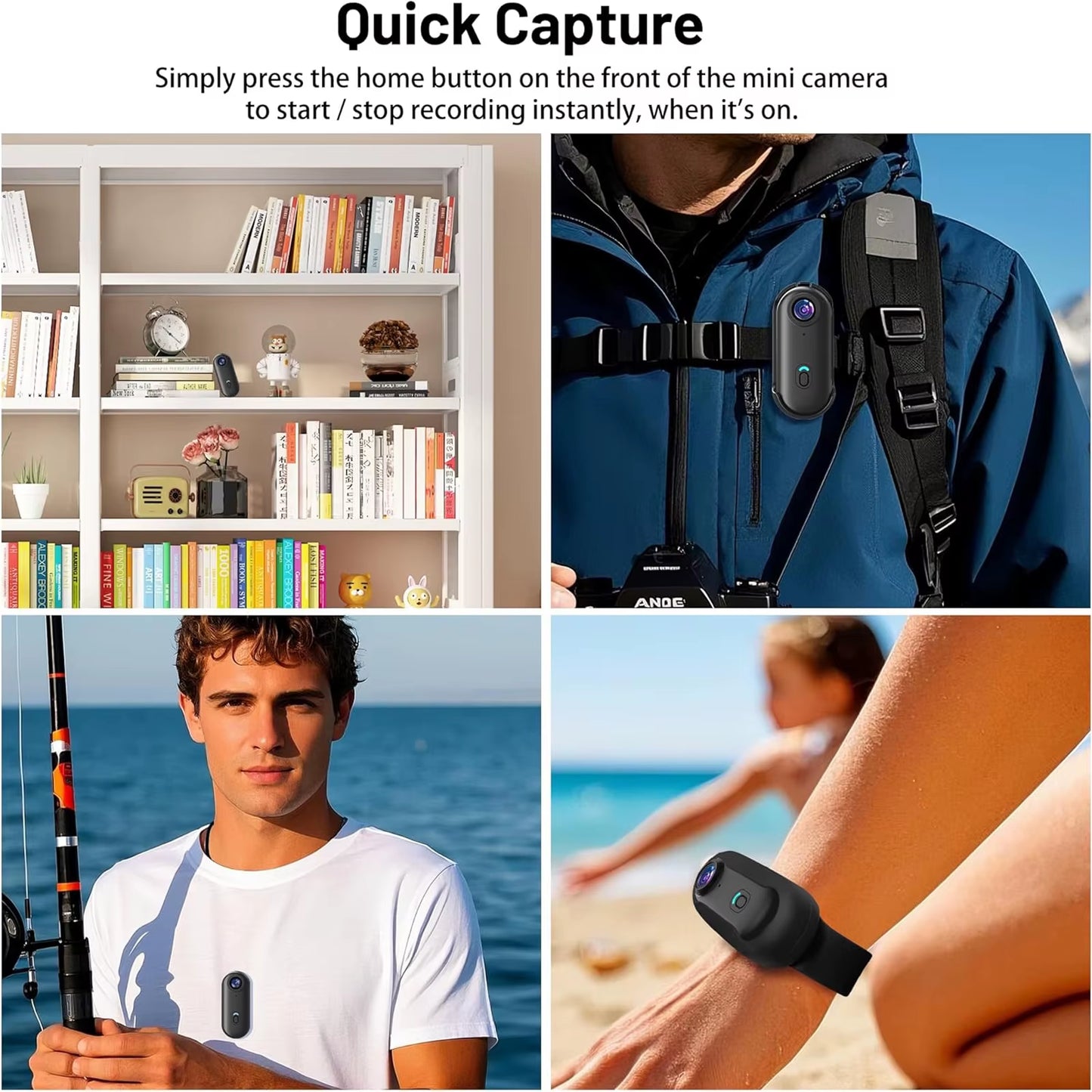 4K Waterptoor Thumb Pocket Small Action POV Camera WI-FI Live Stream Mini Body Camera Black 128GB Wearable Battery Cop Cam