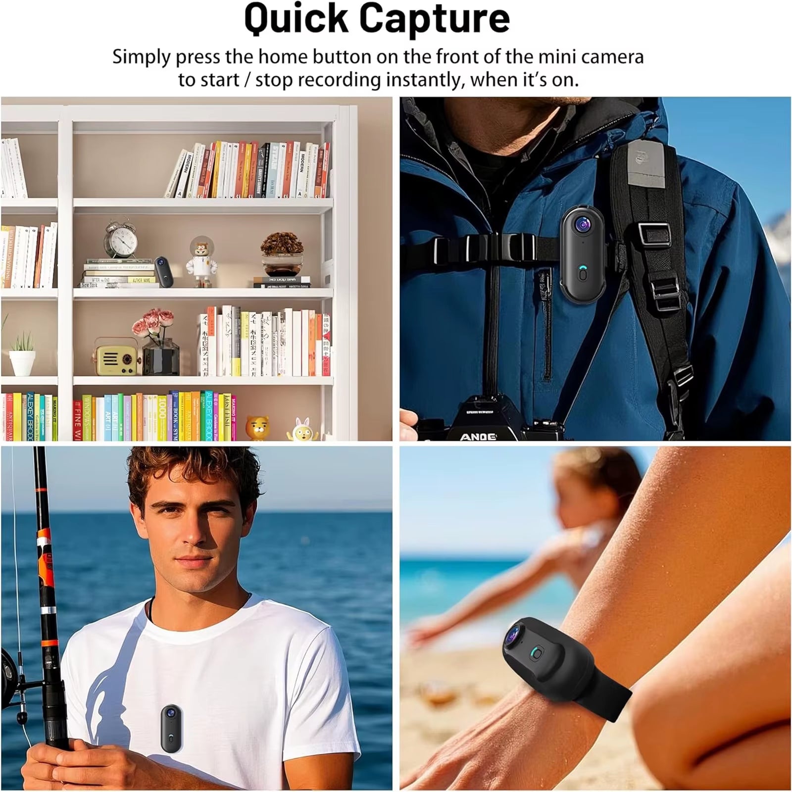 4K Waterptoor Thumb Pocket Small Action POV Camera WI-FI Live Stream Mini Body Camera Black 128GB Wearable Battery Cop Cam